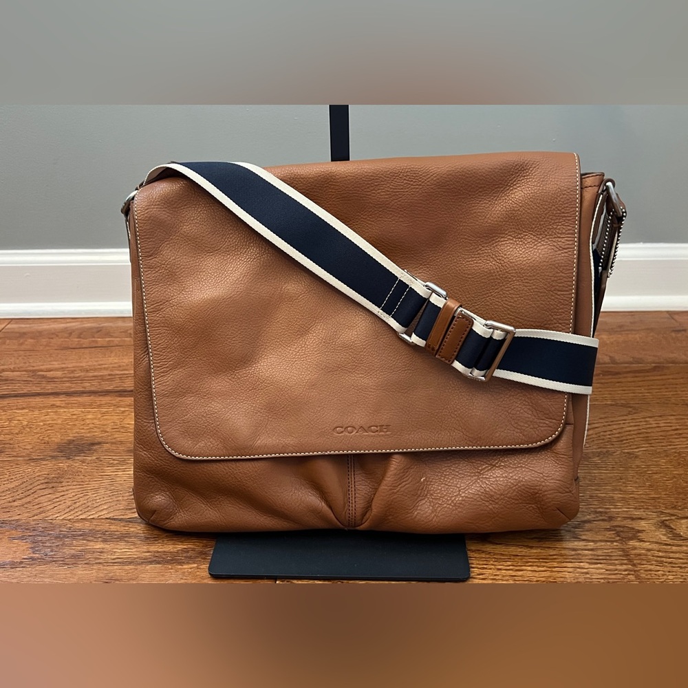 Coach Heritage Web Messenger Brown Leather Adjustable Strap Bag - Picture 4 of 16